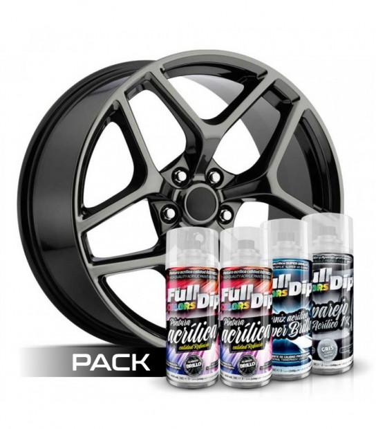 AutoFullCar Pack 5 Sprays Full Dip Negro Metalizado Brillo : :  Coche y moto